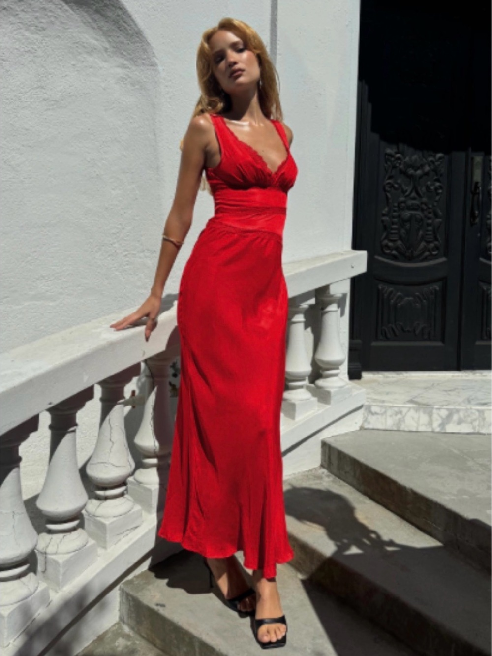 Princess Polly Karlotta Lace Bias Maxi Dress Red